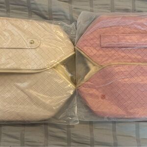 Elegant Cream Woven Women's Cosmetic Pouches- Not Leather